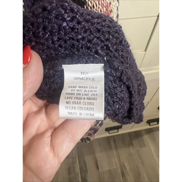 EASEL Long CARDIGAN SWEATER Duster Purple Pink Knit M/L - Picture 6 of 7